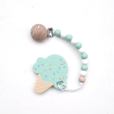 POPSICLE Ice Cream Teether with Pacifier Clip (in Mint)