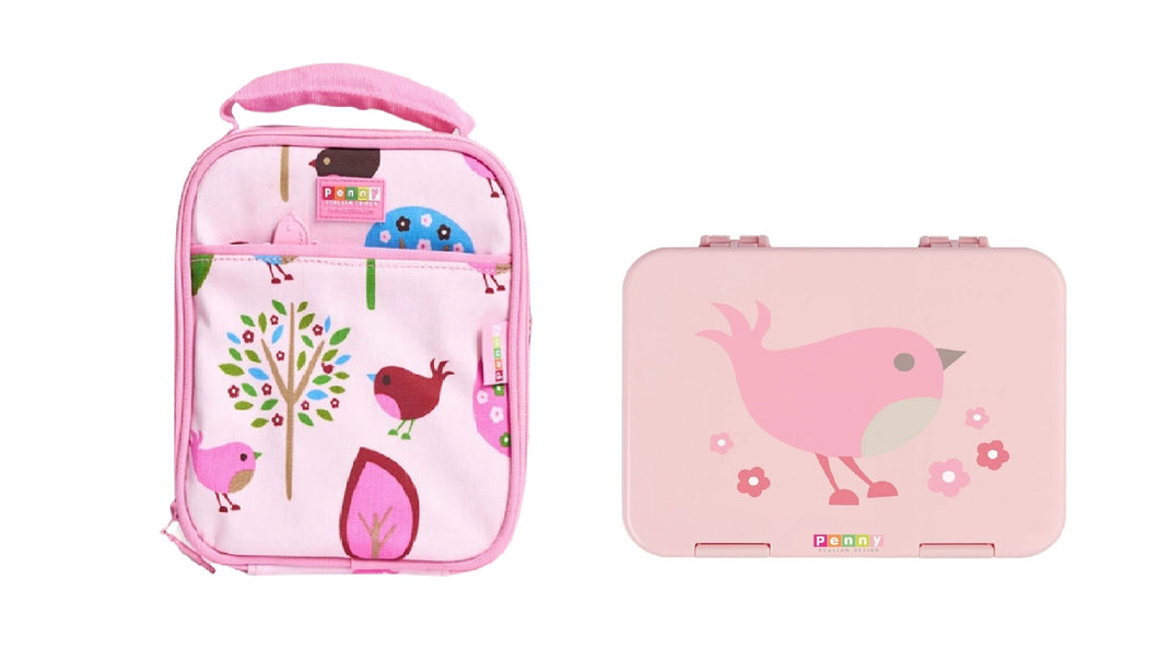 Penny Scallan Bundle of Large Lunch Bag and Large Bento Box - Chirpy Bird