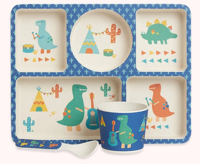 Penny Scallan Bamboo Divided Plate Set - Dino Rock