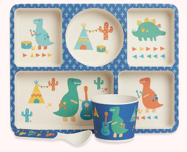 Penny Scallan Bamboo Divided Plate Set - Dino Rock