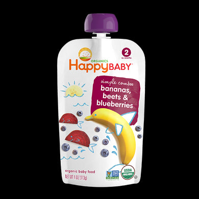 Happy Baby Stage 2  - Bananas, Beets & Blueberries 4 oz