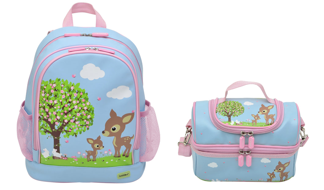 Bobble Art Bundle of Large Backpack and Large Lunch Bag - Woodland Animals