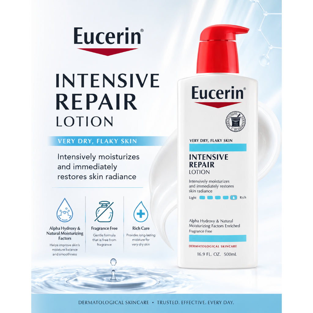Eucerin Intensive Repair Body Lotion with Urea, AHA and NMF, 16.9 FL OZ