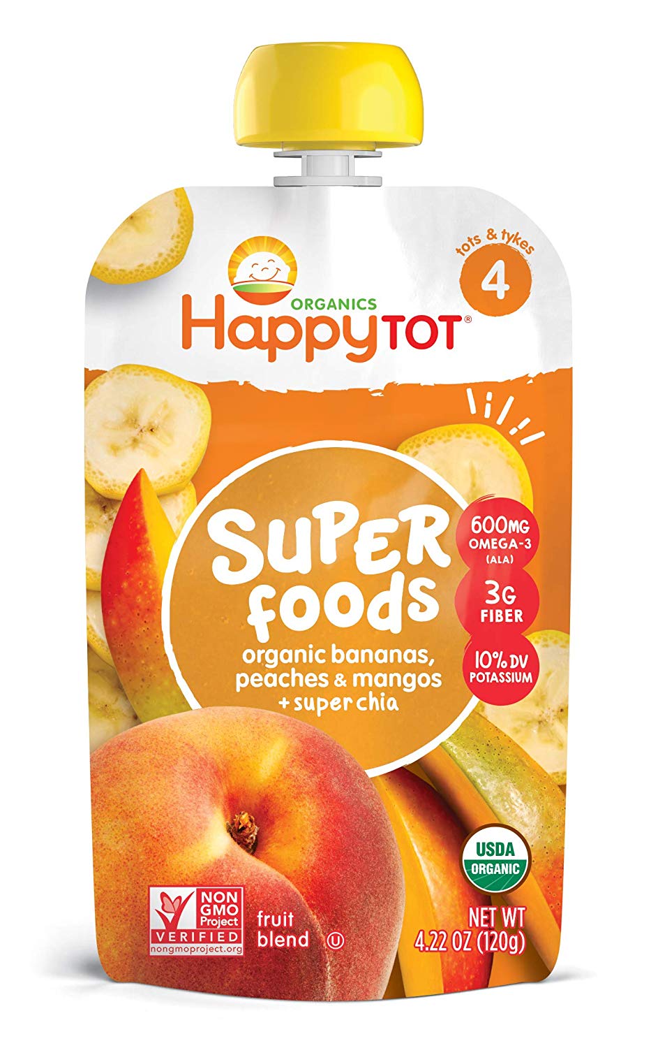 Happy Tot Stage 4 Super Foods Bananas, Peaches and Mangoes