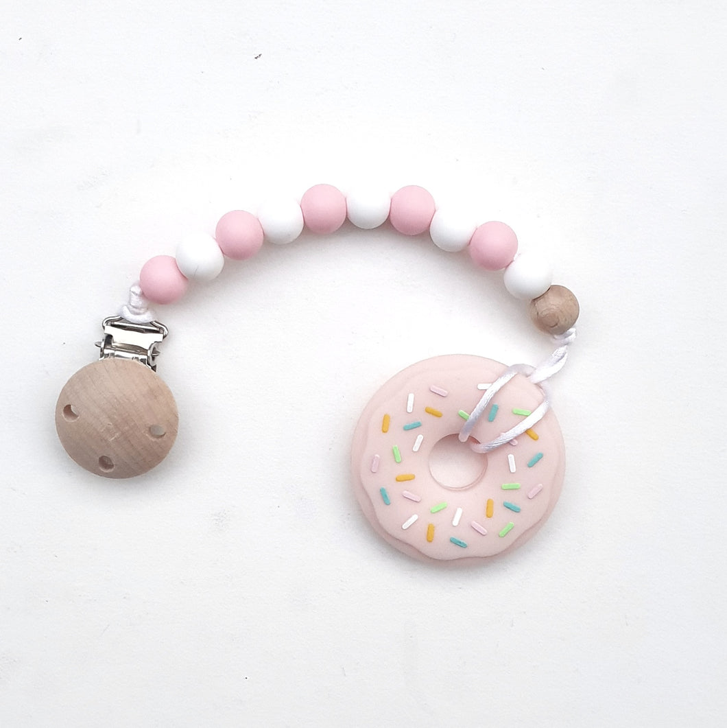 POPSICLE Strawberry Donut Teether with Pacifier Clip