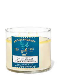 Bath and Body Works Aromatherapy Stress Relief Eucalyptus Tea 3-Wick Candle