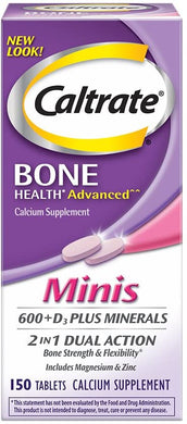 Caltrate 600+D3 Plus Minerals Vitamin D3 Supplement Mini Tablet 150 Count
