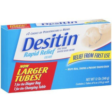 Desitin Creamy - Zinc Oxide Diaper Rash Ointment (2 X 6 Oz Tubes) Total 12 Oz