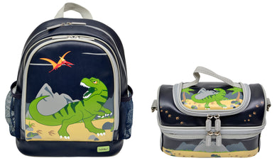 Bobble Art Bundle of Large Backpack and Large Lunch Bag - Dinosaur