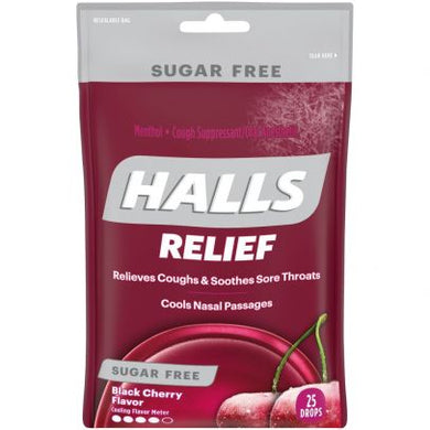 HALLS Relief Black Cherry Sugar Free Cough Drops 25 Drops