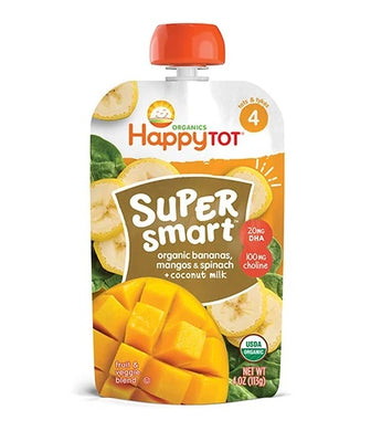 Happy Tot Organic Stage 4 Super Smart Bananas, Mangos & Spinach + Coconut Milk