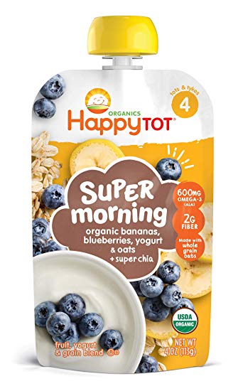 Happy Tot Organic Stage 4 Super Morning Organic Bananas Blueberries Yogurt & Oats + Super Chia