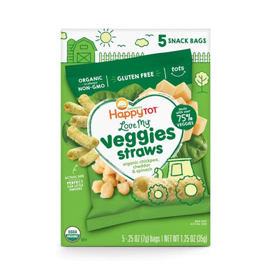 Happy Tot Love My Veggies Straws Chickpea, Cheddar and Spinach 6-pack