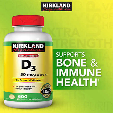 Kirkland Vitamin D3 2000 IU 600 softgels
