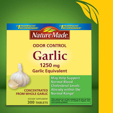 Nature Made Odor Control Garlic 1250 mg. 300 Tablets