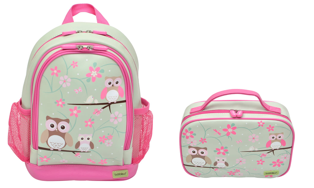 Bobble Art Bundle of Small Backpack and Small Lunch Bag - Owls