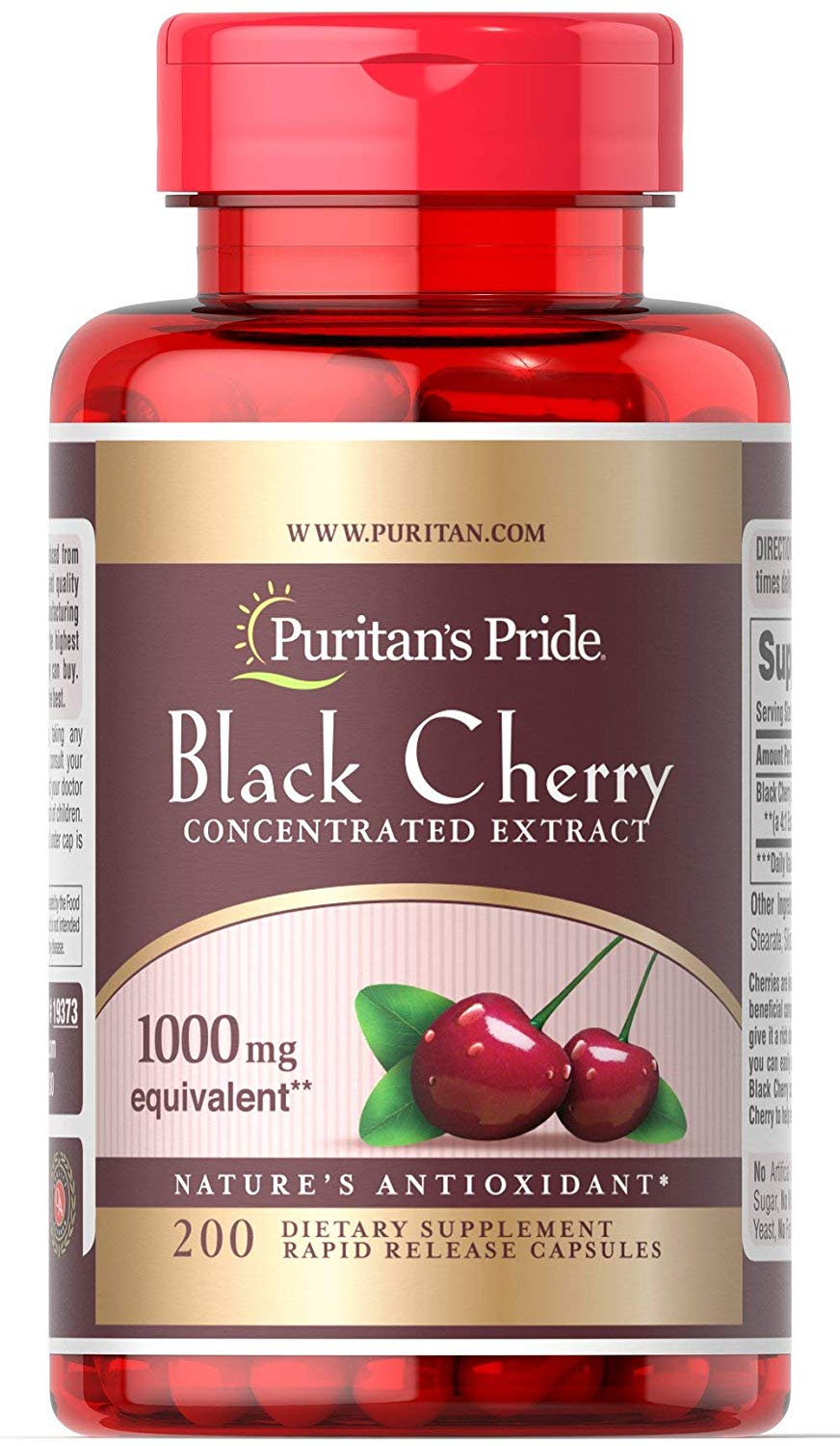 Puritan’s Pride Black Cherry 1000 mg  200 Capsules EXP 8/20