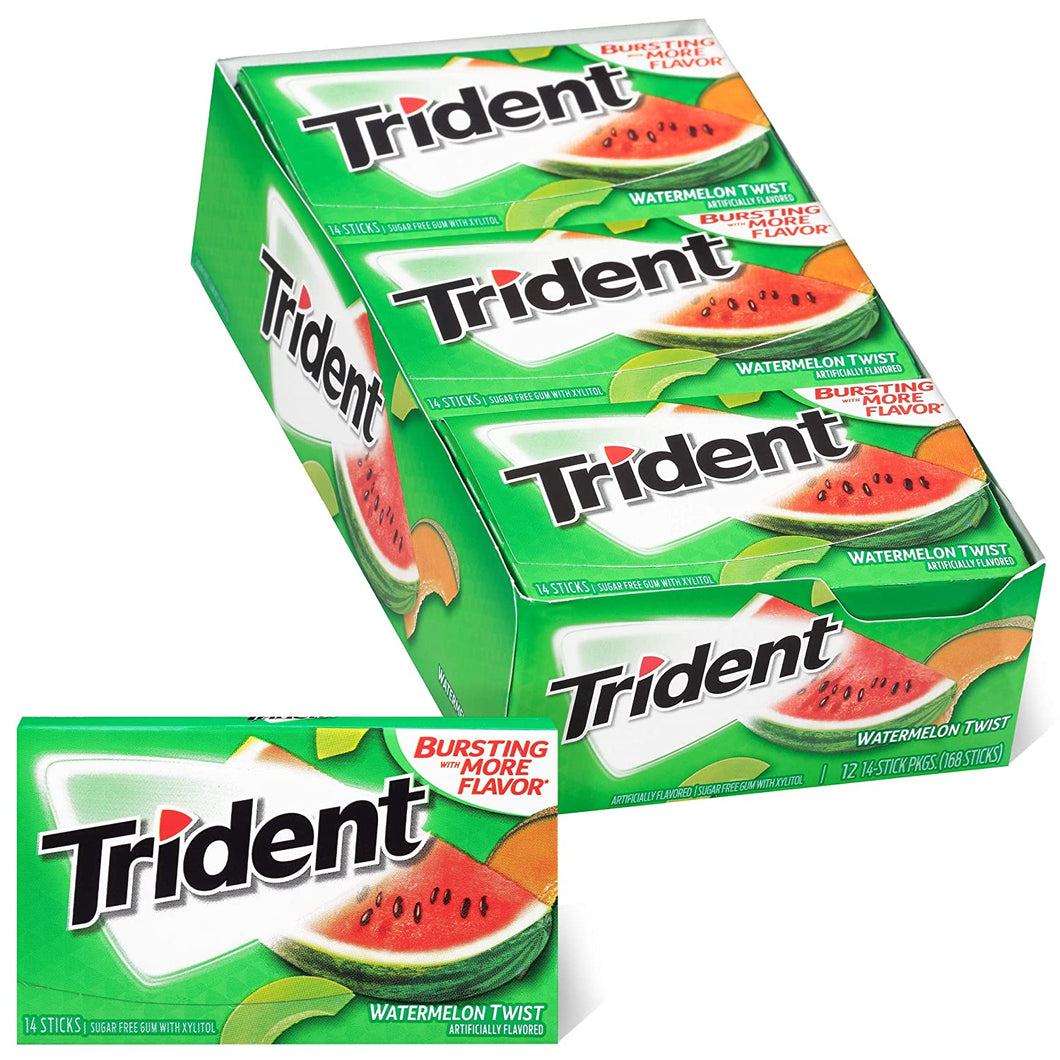 Trident Watermelon Twist Sugar Free Gum, 12 Packs of 14 Pieces