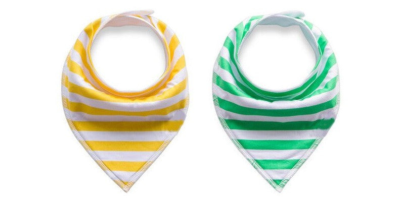 Bandana Bibs - Green Stripes and Yellow Stripes