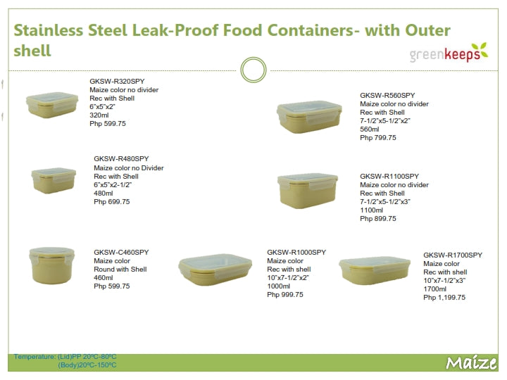 Greenkeeps Stainless Steel Leak Proof Food Containers (2)