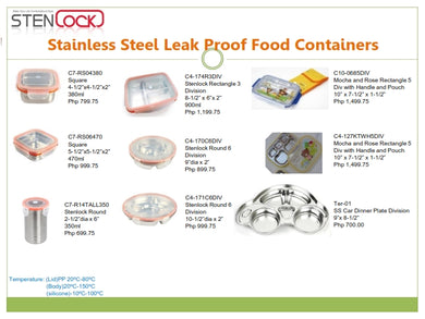 Stenlock Stainless Steel Leak Proof Container